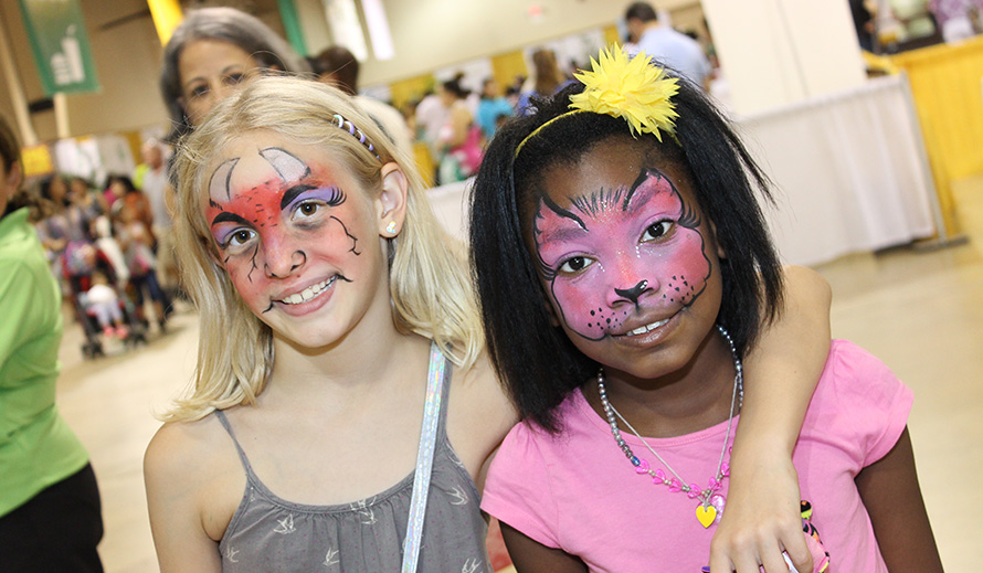 Girls with faces painted.