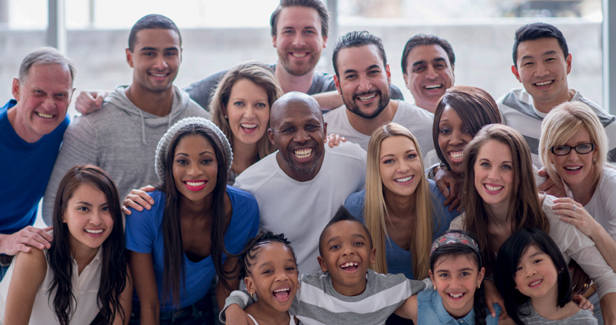 A group of diverse people come together for the 2020 Census. 