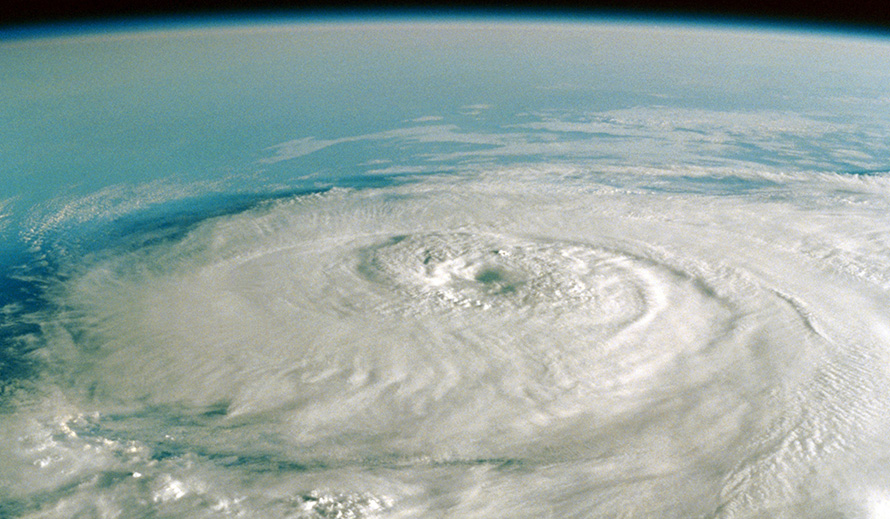 View of a hurricane from high altitude
