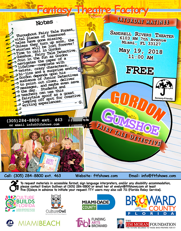Gordon Gumshoe, Fairy Tale Detective, a fun mystery solving program which runs Saturday, May 24th at 11:00 am. 