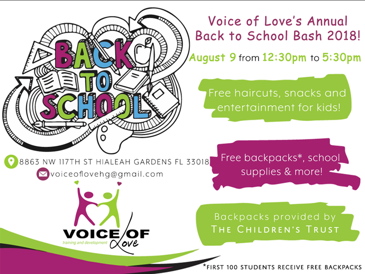 We'll be giving away backpacks and school supplies, we offer free health screenings for children such as vision and dental. We we also offer free haircuts and it is held in conjunction with food distribution to attract more Families.